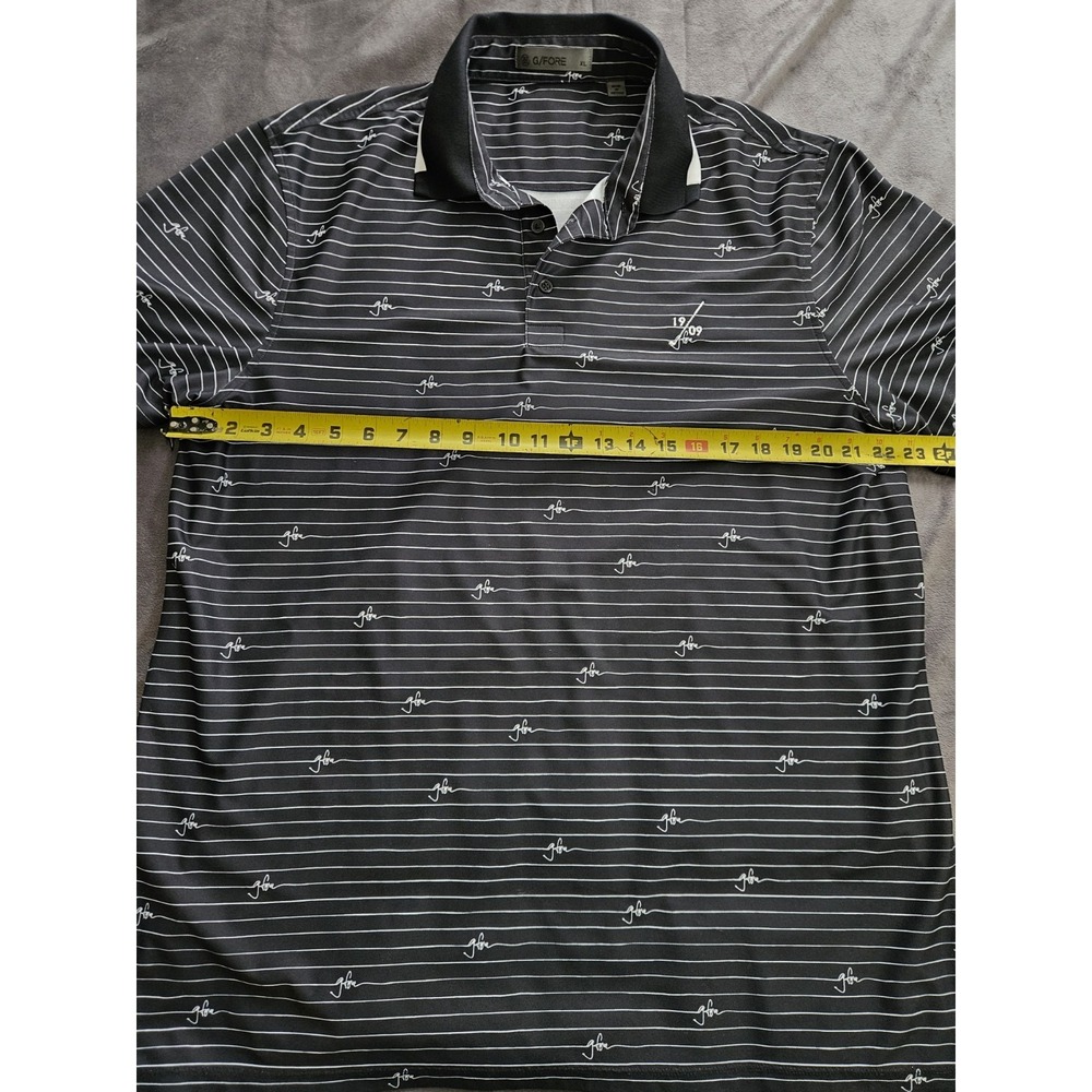 G/FORE Men's Golf Polo Shirt Black White Striped XL Polyester Short Sleeve - Picture 5 of 6